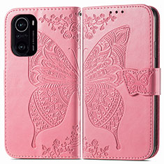 Leather Case Stands Butterfly Flip Cover Holder for Xiaomi Mi 11X Pro 5G Hot Pink