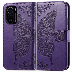 Leather Case Stands Butterfly Flip Cover Holder for Xiaomi Mi 11X Pro 5G Purple