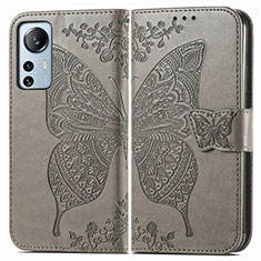 Leather Case Stands Butterfly Flip Cover Holder for Xiaomi Mi 12S Pro 5G Gray