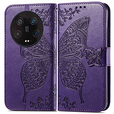 Leather Case Stands Butterfly Flip Cover Holder for Xiaomi Mi 13 Ultra 5G Purple