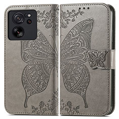 Leather Case Stands Butterfly Flip Cover Holder for Xiaomi Mi 13T Pro 5G Gray