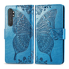 Leather Case Stands Butterfly Flip Cover Holder for Xiaomi Mi Note 10 Lite Blue