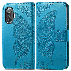 Leather Case Stands Butterfly Flip Cover Holder for Xiaomi Poco F3 GT 5G Blue