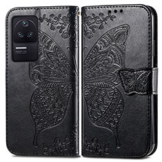 Leather Case Stands Butterfly Flip Cover Holder for Xiaomi Poco F4 5G Black