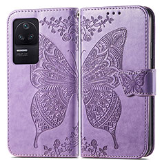 Leather Case Stands Butterfly Flip Cover Holder for Xiaomi Poco F4 5G Clove Purple