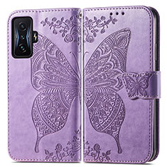 Leather Case Stands Butterfly Flip Cover Holder for Xiaomi Poco F4 GT 5G Clove Purple