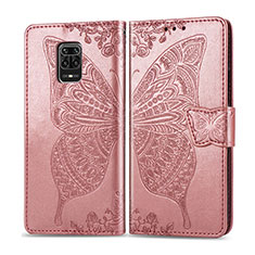 Leather Case Stands Butterfly Flip Cover Holder for Xiaomi Poco M2 Pro Pink