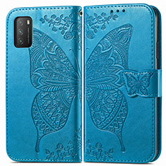 Leather Case Stands Butterfly Flip Cover Holder for Xiaomi Poco M3 Blue