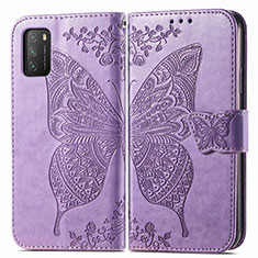 Leather Case Stands Butterfly Flip Cover Holder for Xiaomi Poco M3 Clove Purple