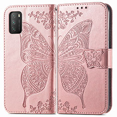 Leather Case Stands Butterfly Flip Cover Holder for Xiaomi Poco M3 Pink