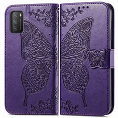 Leather Case Stands Butterfly Flip Cover Holder for Xiaomi Poco M3 Purple