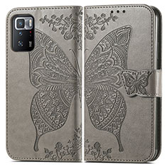 Leather Case Stands Butterfly Flip Cover Holder for Xiaomi Poco X3 GT 5G Gray