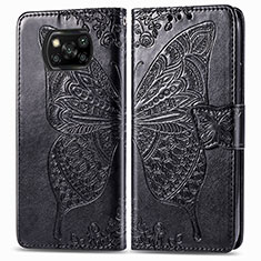 Leather Case Stands Butterfly Flip Cover Holder for Xiaomi Poco X3 NFC Black