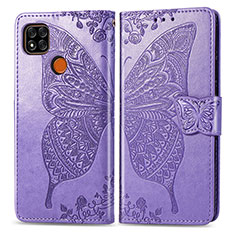Leather Case Stands Butterfly Flip Cover Holder for Xiaomi Redmi 10A 4G Clove Purple