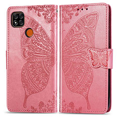 Leather Case Stands Butterfly Flip Cover Holder for Xiaomi Redmi 10A 4G Hot Pink