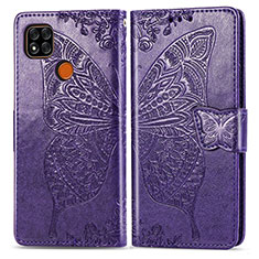 Leather Case Stands Butterfly Flip Cover Holder for Xiaomi Redmi 10A 4G Purple