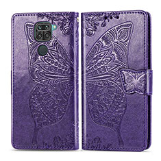 Leather Case Stands Butterfly Flip Cover Holder for Xiaomi Redmi 10X 4G Purple
