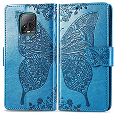 Leather Case Stands Butterfly Flip Cover Holder for Xiaomi Redmi 10X 5G Blue