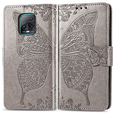 Leather Case Stands Butterfly Flip Cover Holder for Xiaomi Redmi 10X 5G Gray