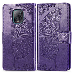Leather Case Stands Butterfly Flip Cover Holder for Xiaomi Redmi 10X 5G Purple