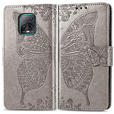 Leather Case Stands Butterfly Flip Cover Holder for Xiaomi Redmi 10X Pro 5G Gray