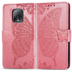 Leather Case Stands Butterfly Flip Cover Holder for Xiaomi Redmi 10X Pro 5G Hot Pink