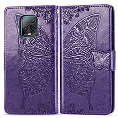 Leather Case Stands Butterfly Flip Cover Holder for Xiaomi Redmi 10X Pro 5G Purple
