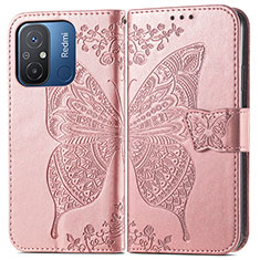Leather Case Stands Butterfly Flip Cover Holder for Xiaomi Redmi 11A 4G Pink