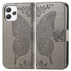 Leather Case Stands Butterfly Flip Cover Holder for Xiaomi Redmi 12 5G Gray