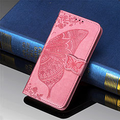 Leather Case Stands Butterfly Flip Cover Holder for Xiaomi Redmi 9 Prime India Hot Pink
