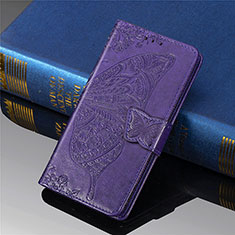 Leather Case Stands Butterfly Flip Cover Holder for Xiaomi Redmi 9 Purple
