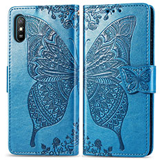 Leather Case Stands Butterfly Flip Cover Holder for Xiaomi Redmi 9A Blue