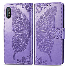 Leather Case Stands Butterfly Flip Cover Holder for Xiaomi Redmi 9A Clove Purple