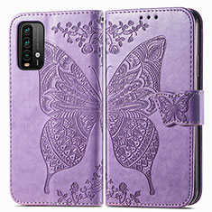 Leather Case Stands Butterfly Flip Cover Holder for Xiaomi Redmi 9T 4G Clove Purple