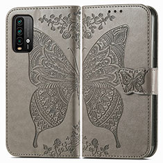 Leather Case Stands Butterfly Flip Cover Holder for Xiaomi Redmi 9T 4G Gray