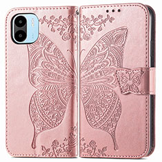 Leather Case Stands Butterfly Flip Cover Holder for Xiaomi Redmi A2 Pink