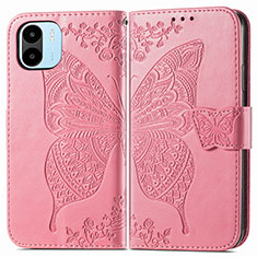 Leather Case Stands Butterfly Flip Cover Holder for Xiaomi Redmi A2 Plus Hot Pink