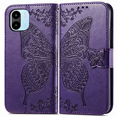 Leather Case Stands Butterfly Flip Cover Holder for Xiaomi Redmi A2 Purple