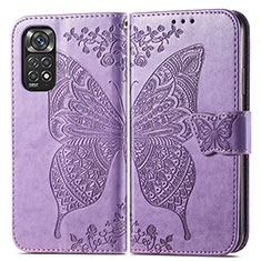 Leather Case Stands Butterfly Flip Cover Holder for Xiaomi Redmi Note 11 Pro 4G Clove Purple