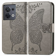 Leather Case Stands Butterfly Flip Cover Holder for Xiaomi Redmi Note 13 Pro 5G Gray