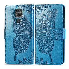 Leather Case Stands Butterfly Flip Cover Holder for Xiaomi Redmi Note 9 Blue