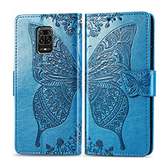 Leather Case Stands Butterfly Flip Cover Holder for Xiaomi Redmi Note 9 Pro Blue