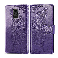 Leather Case Stands Butterfly Flip Cover Holder for Xiaomi Redmi Note 9 Pro Max Purple