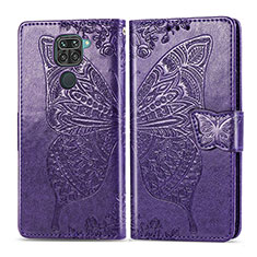 Leather Case Stands Butterfly Flip Cover Holder for Xiaomi Redmi Note 9 Purple