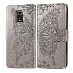 Leather Case Stands Butterfly Flip Cover Holder for Xiaomi Redmi Note 9S Gray