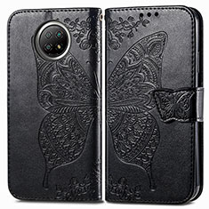 Leather Case Stands Butterfly Flip Cover Holder for Xiaomi Redmi Note 9T 5G Black