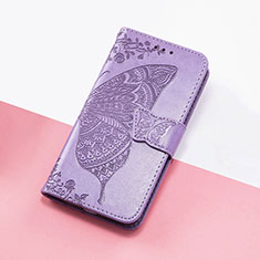 Leather Case Stands Butterfly Flip Cover Holder S01D for Google Pixel 4a 5G Clove Purple