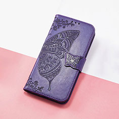 Leather Case Stands Butterfly Flip Cover Holder S01D for Google Pixel 4a 5G Purple