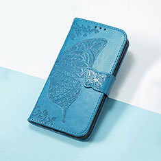 Leather Case Stands Butterfly Flip Cover Holder S01D for Google Pixel 4a Blue