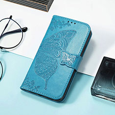 Leather Case Stands Butterfly Flip Cover Holder S01D for Huawei Honor 60 SE 5G Blue